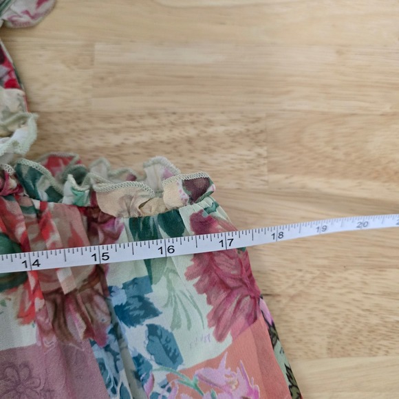 Anthropologie Pink Combo Patchwork Floral Ruffle Strap Maxi Dress Womens Size M - Picture 5 of 10
